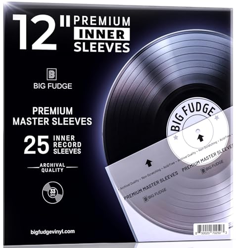 Big Fudge 25x Premium Inner Vinyl Sleeves - Record Sleeves for 12 inch Vinyl Records - Clear 3-Ply LP Album Covers with Anti Static Rice Paper - Acid Free Protective Cover - Image 1