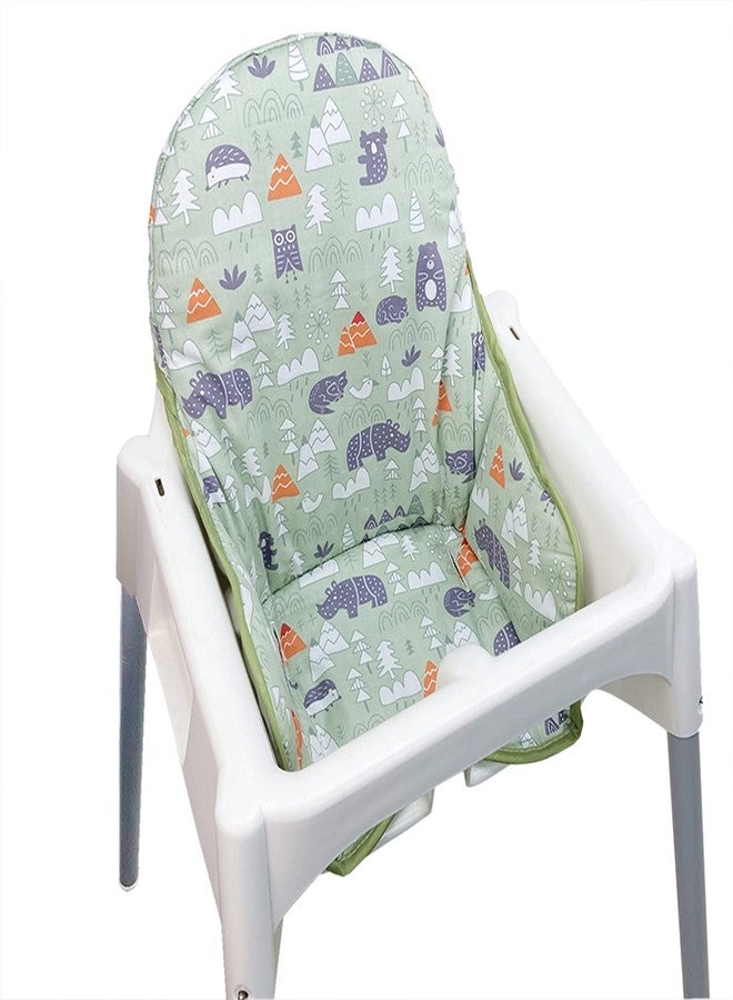 ZARPMA Cotton Seat Covers for IKEA Antilop Highchair,Cotton Surface and Padded,Forest Pattern Foldable Baby Highchair Cover for IKEA Child Chair Cushion (Green Forest) - Image 1