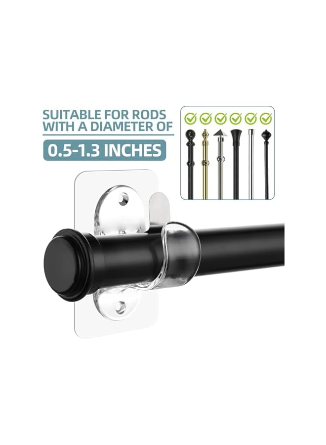 erorex 2 PCS Transparent Curtain Rod Bracket, No Drilling Adhesive Curtain Rod Holders for Max 18LB Load Capacity, Nail Free Curtain Rod Hooks for for Bathroom, Living Room, Kitchen - Image 2
