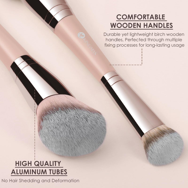 KINGMAS Foundation Brush, Dual-Ended Angled Makeup Brush for Foundation and Contour Blending Liquid Powder, Concealer Cream Cosmetics Blush, Cruelty Free Vegan (Pink) - Image 5