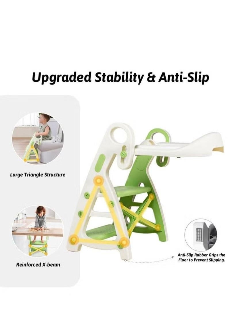 MIXDE Potty Training Toilet Seat, 2 in 1 Height Adjustable Toilet Trainer with Step Stool Ladder, Foldable Toddler Potty Chair for Boys and Girls (Green)  - Image 4