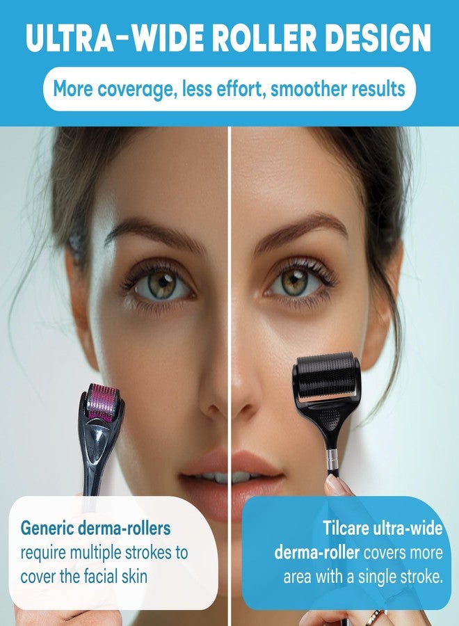 Tilcare Ultra-Wide Derma Roller for Face - At-Home Microneedling Kit, 0.25 mm Microneedle for Skin Care, Scalp, Hair and Beard, Superior to a Microneedling Pen/Derma Pen - Image 3