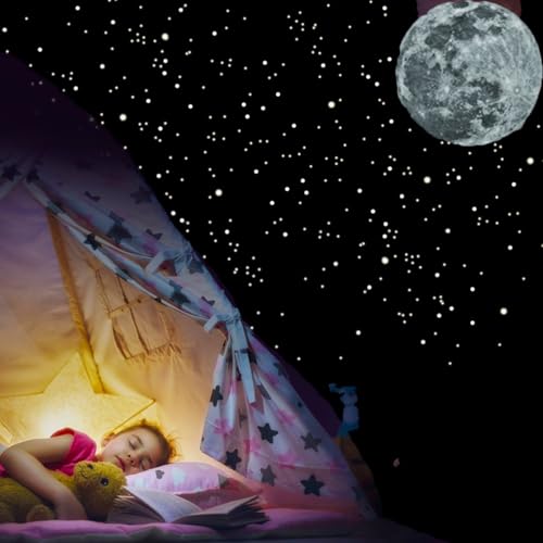 Desi Rang Glow in The Dark Moon Large 30 cm Grey Color (in Day) Wall Sticker 3D Luminous Ceiling Decal for Kids Bedroom, Nursery & Home Decor Self-Adhesive Radium Starry Astronomy Sky Set - Image 2