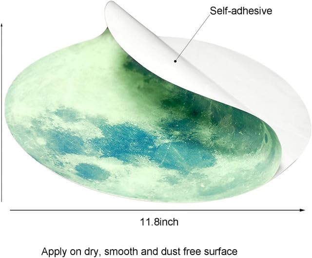 Desi Rang Glow in The Dark Moon Large 30 cm Grey Color (in Day) Wall Sticker 3D Luminous Ceiling Decal for Kids Bedroom, Nursery & Home Decor Self-Adhesive Radium Starry Astronomy Sky Set - Image 3