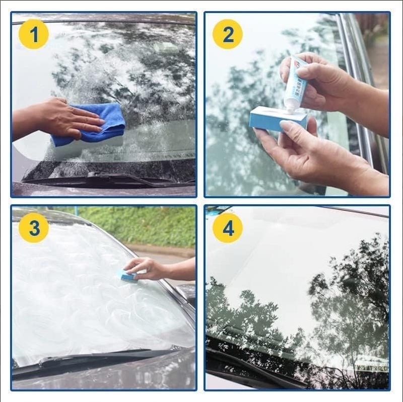 Car Glass Oil Film Cleaner, Glass Film Removal Cream, Glass Oil Film Remover for Car,Car Windshield Oil Film Cleaner (4 Set) - Image 3