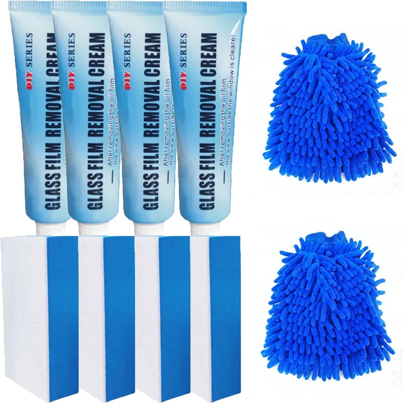 Car Glass Oil Film Cleaner, Glass Film Removal Cream, Glass Oil Film Remover for Car,Car Windshield Oil Film Cleaner (4 Set) - Image 1