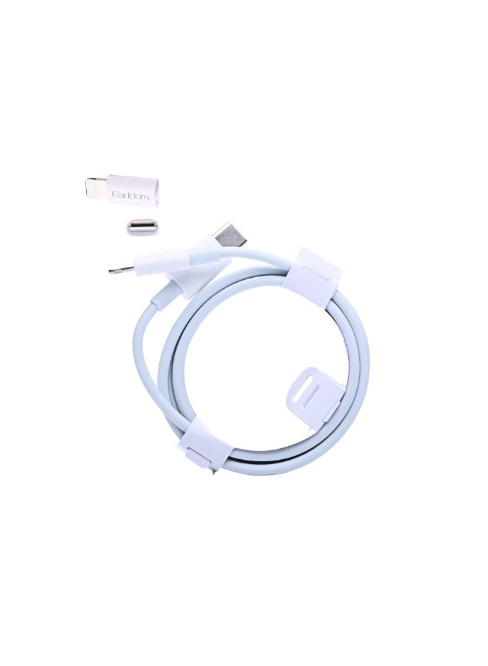 Earldom EC-166i 20w Type C to L Charging Cable Compatible with Phones 11/12/13/14 PRO MAX - Lightning to C - White - Image 3