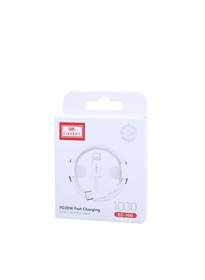 Earldom EC-166i 20w Type C to L Charging Cable Compatible with Phones 11/12/13/14 PRO MAX - Lightning to C - White - Image 1