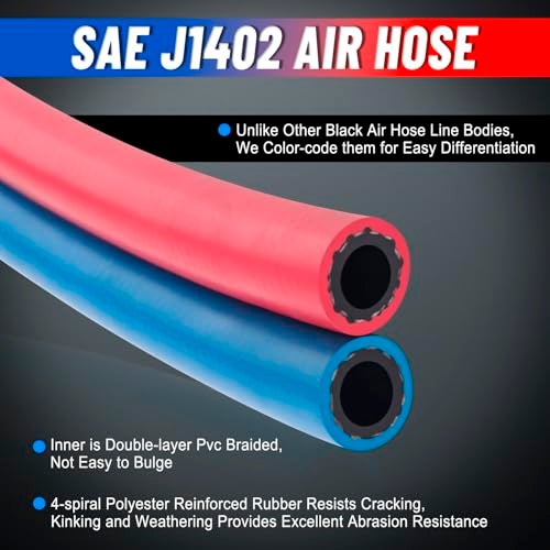 YiaChuii 15ft 3 in 1 ABS & Power Air Line Hose with Glad Hand Hex Grip & Rubber Seals for Tractor Trailer Semi Truck - Image 4