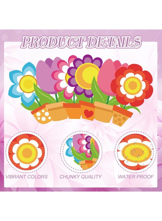 Perthlin 72 Pcs Cute Cutouts Hello Spring Cut Outs with 96 Pcs Glue Points Spring Bulletin Board Set Floral Plants Spring Cutouts Spring Decorations for Classroom School (Snowflake Style) - Image 4