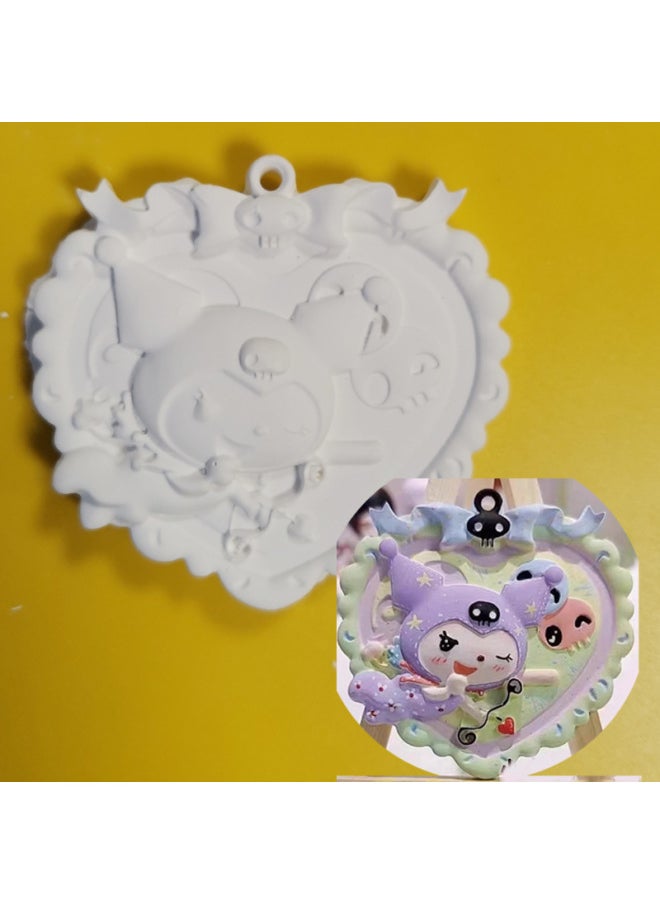 xozgdovg Liou Kulomi Gypsum Relief Painting Pendant Children's Handmade DIY Graffiti Doll Cinnamon Dog Aromatherapy Listing-Color:Heart-shaped Kuromi Listing-1 White Embryo  - Image 1
