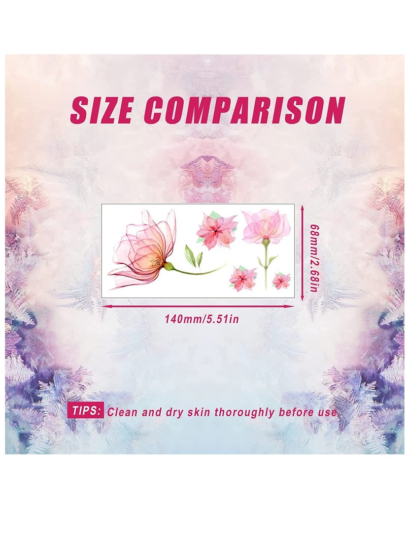 SYOSI - Flower Temporary Tattoos for Girls Women SYOSI 10 Sheets Fake Watercolor Rose Lily Tattoo Stickers Waterproof Art for Face Body Arm Kids Birthday Party Favors Makeup Supplies Gifts - Image 1