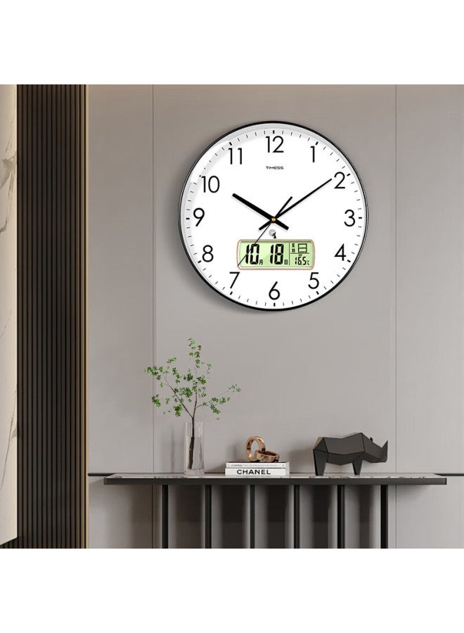 Timess Wall Clock Living Room Clock Simple Home Temperature Perpetual Calendar Radio Wall Clock 36cm - Image 2
