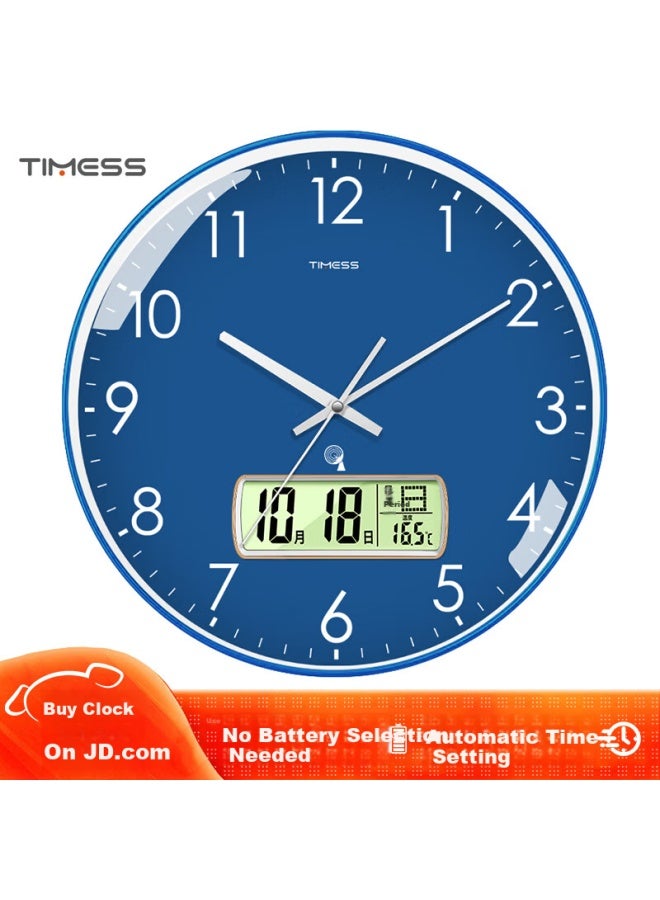 Timess Wall Clock Living Room Clock Simple Home Temperature Perpetual Calendar Radio Wall Clock 36cm - Image 1