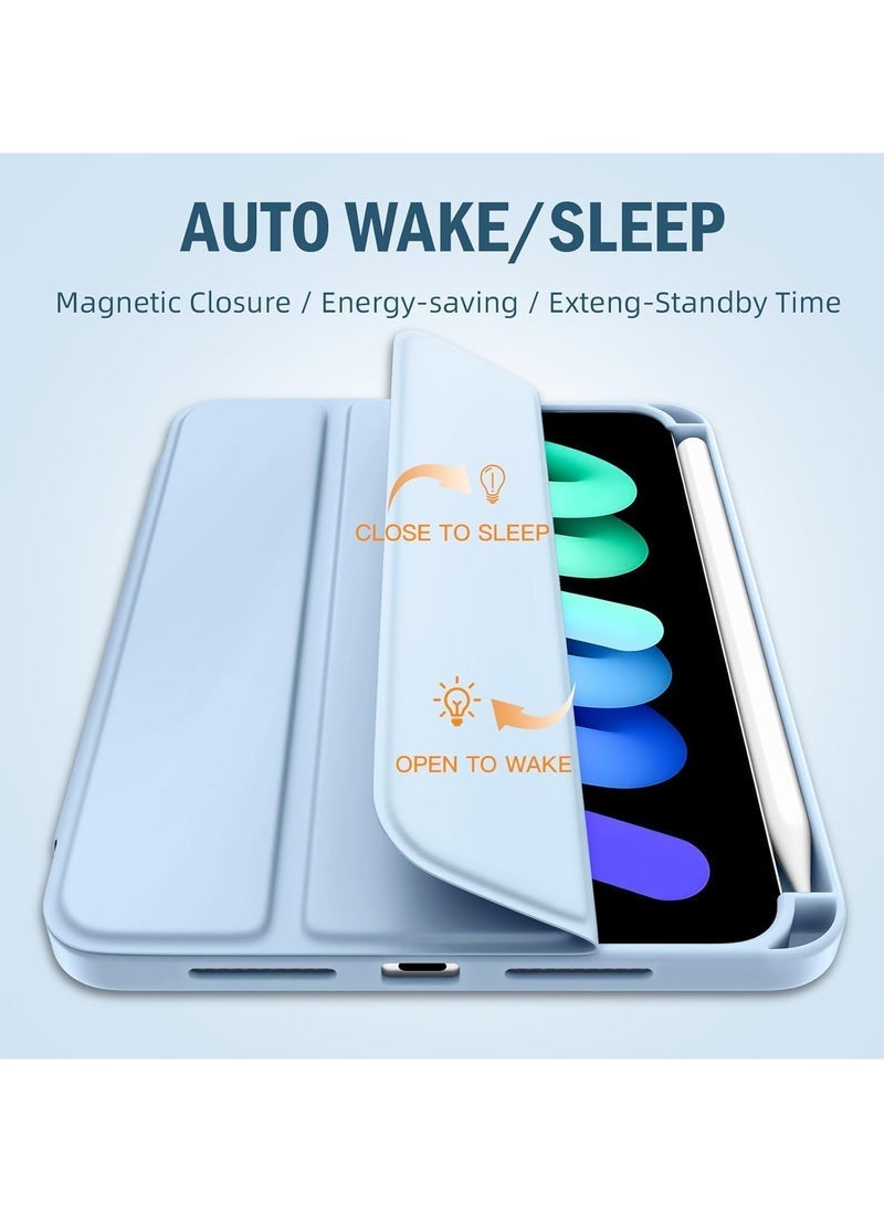 JAJEEK iPad Mini 7 Case 2024 (A17 Pro) for 7th/6th Generation 8.3 Inch iPad | Slim Trifold Stand Cover with Soft TPU Back | Auto Sleep/Wake Feature | Integrated Pencil Holder | Sky Blue Protective Case for iPad Mini 2024/2021 - Image 3