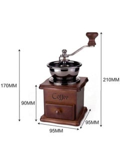 Generic Manual Wooden Coffee Grinder Stainless Steel Ceramic Conical Burr; - Keep your coffee tasting as fresh as day with this advanced coffee grinder. The design provides a fine grind from fine to coarse. Classic crank handle provides a firm, comfortable grip. Precision forged stainless steel conical burrs; Drawer adds convenience  - Image 4