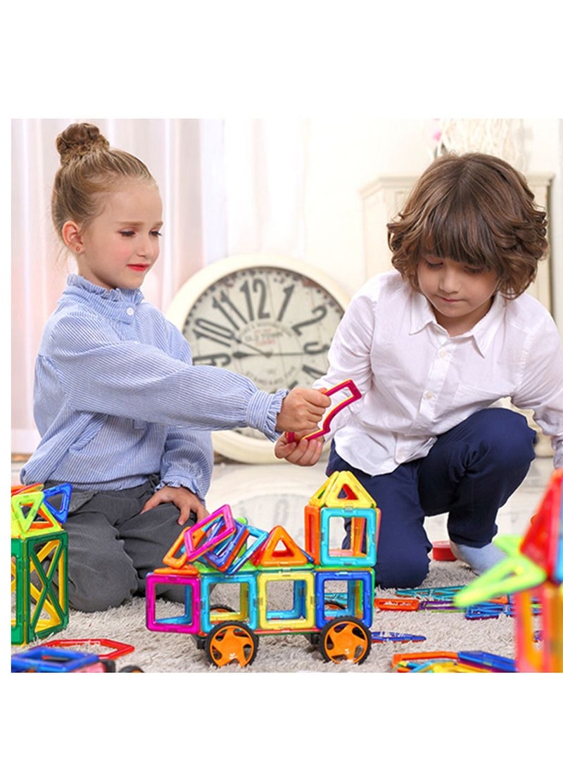 64 Pieces Educational Magnetic Color Tile Geometry Magnetic Building Blocks Playset Durable and Sturdy
