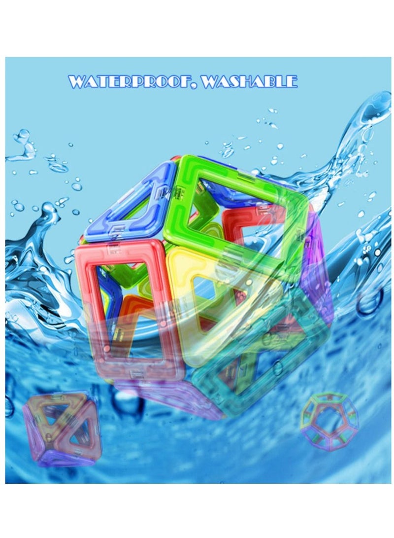 64 Pieces Educational Magnetic Color Tile Geometry Magnetic Building Blocks Playset Durable and Sturdy
