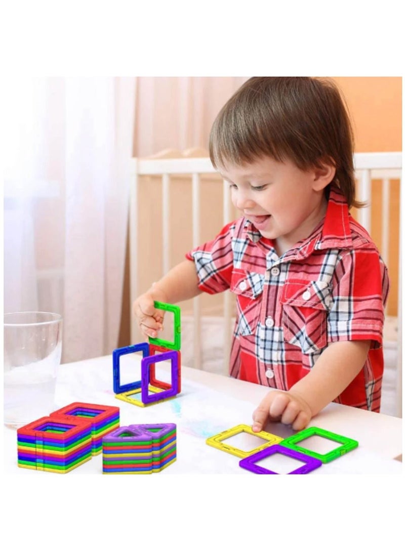 64 Pieces Educational Magnetic Color Tile Geometry Magnetic Building Blocks Playset Durable and Sturdy