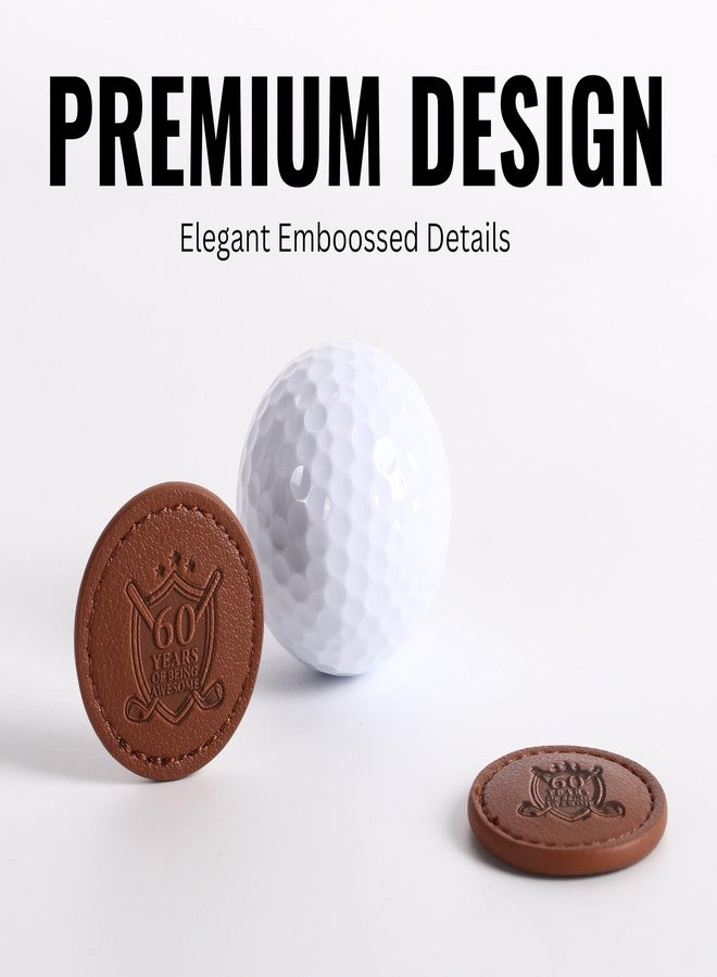 CybGene 60th Birthday Gifts for Men Golf Ball Markers (Tan, Set of 2), 60th Birthday Leather Golf Markers Golf Accessories, Birthday, Christmas - Image 5