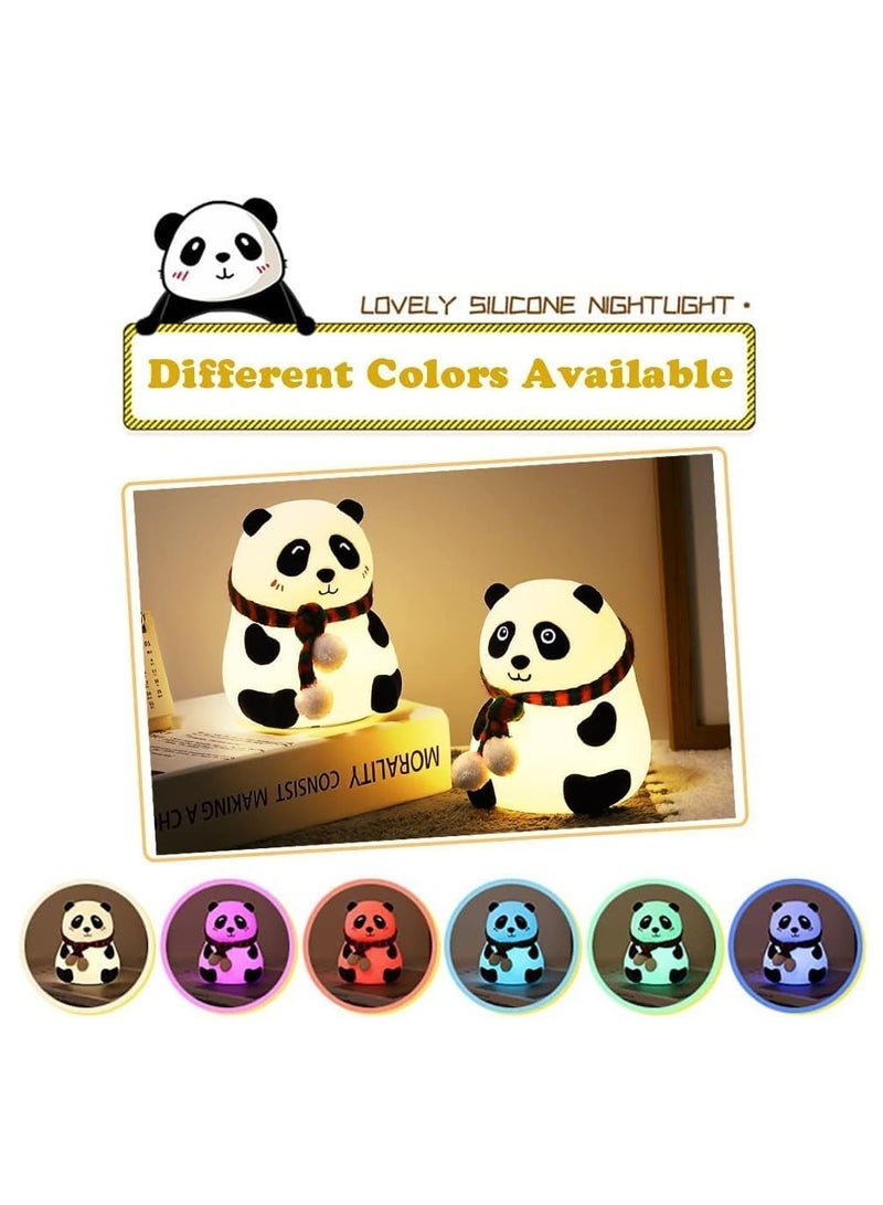 JAJEEK Night Light Panda Lamp – LED Silicone Touch Lamp with 7 Colors Changing, USB Rechargeable, Cute Panda Design for Kids Bedroom, Soft Glow Night Light (Multicolor) - Image 4