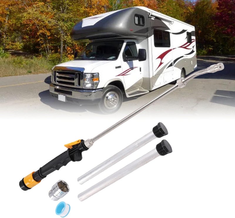 Luocute RV Water Heater Anode Rod Flush Wand Kit, 2 Anode Rods 1 Flush Wand Dual Hex Socket Wrench with Removable Nozzle, for Mor Flo Hot Water Heater Tank Maintenance - Image 3
