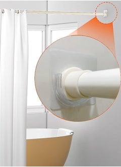 Halamine Adhesive Curtain Rod Holder, Shower Curtain Rod Mount Holder for Wall Adhesive Shower Rod Tension Retainer,Transparent Tension Bracket, No Drilling (4 Pack),1.58 x 0.47 in  - Image 5