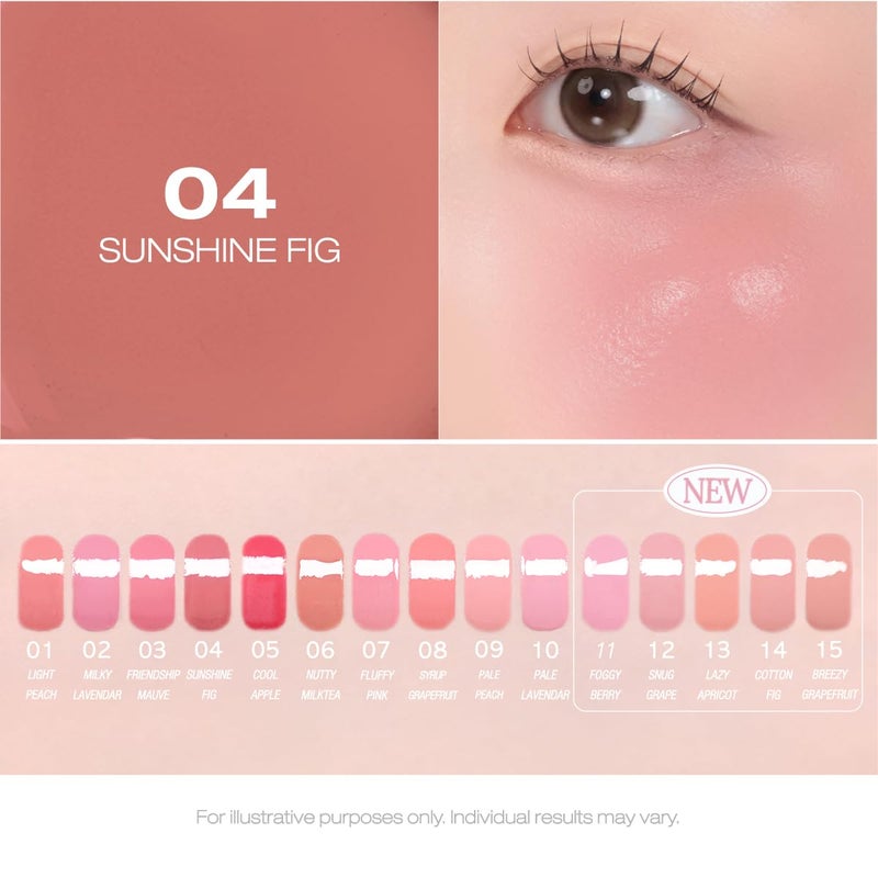PERIPERA SYRUPY TOK CHEEK, Liquid Blush, Dewy Finish and Hydrates All day, Soft Velvet Texture Face Cheek Tint (04 SUNSHINE FIG, One Size) - Image 5