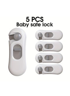 5pcs Baby Proofing Cabinet Locks - Easy Removal, No Drilling or Keys Required - Strong Adhesive Tape - Newest Design for Drawer, Refrigerator, Oven - Keep Your Child Safe