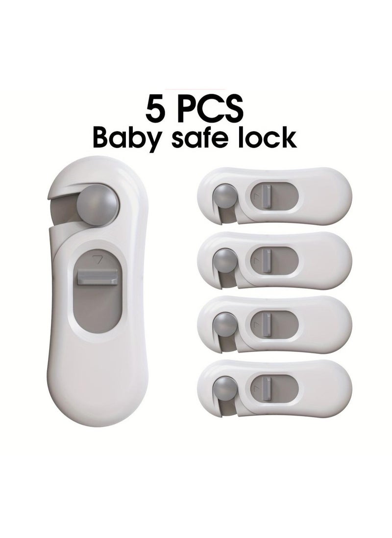 Generic - 5pcs Baby Proofing Cabinet Locks - Easy Removal, No Drilling or Keys Required - Strong Adhesive Tape - Newest Design for Drawer, Refrigerator, Oven - Keep Your Child Safe - Image 1