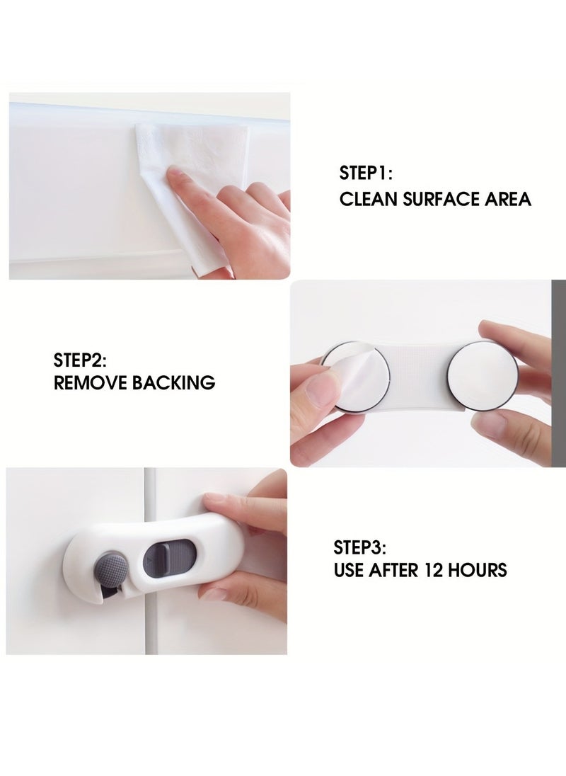 Generic - 5pcs Baby Proofing Cabinet Locks - Easy Removal, No Drilling or Keys Required - Strong Adhesive Tape - Newest Design for Drawer, Refrigerator, Oven - Keep Your Child Safe - Image 1