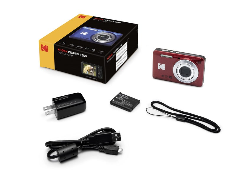 Photo4Less كاميرا كوداك PIXPRO FZ55 الرقمية (أحمر) + بطاقة ذاكرة 32 جيجابايت + حقيبة كاميرا نقطة وتصوير + monopod قابل للتمديد + قلم تنظيف العدسة + واقيات شاشة LCD + حامل ثلاثي القوائم على الطاولة حزمة شاملة - Image 4
