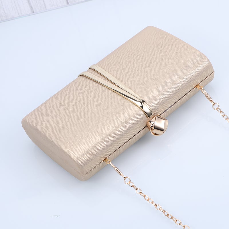 1pc Evening Bag Handbag Wedding Party Handbag Clutch Bag Purse Simple Embossing for Women Ladies (Golden) - Image 3