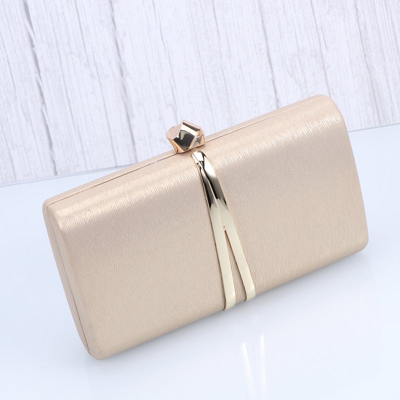 1pc Evening Bag Handbag Wedding Party Handbag Clutch Bag Purse Simple Embossing for Women Ladies (Golden) - Image 5