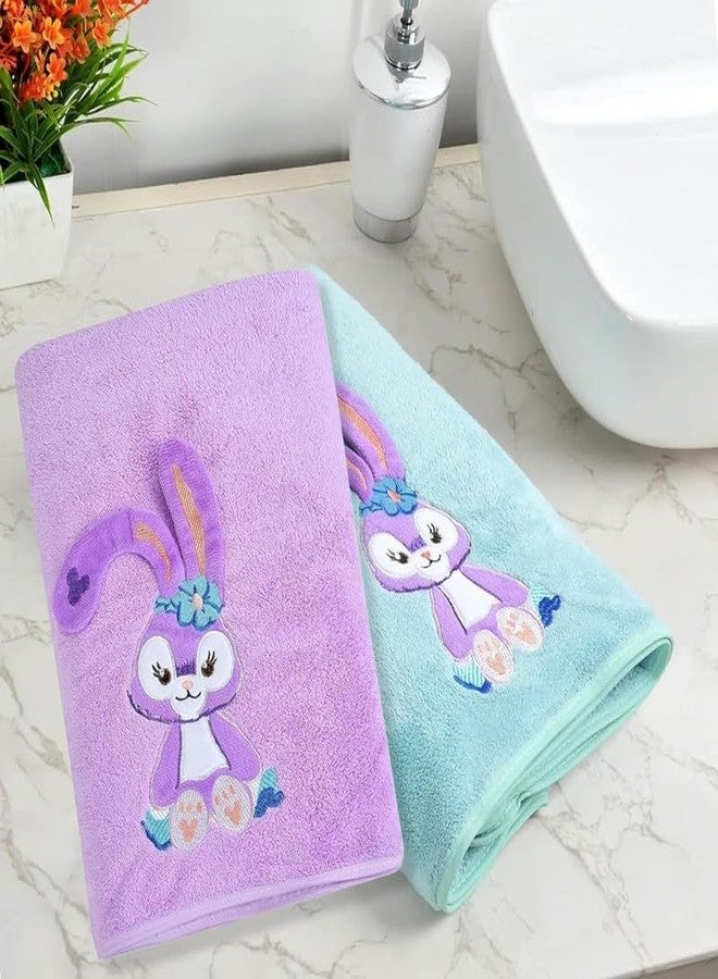 BEDSHED Microfiber Kids Bath Towels Quick Dry Super Absorbent Super Soft Bath Towel for Babies Toddler-Baby Towel for Boys and Girls (Purple/Green, Pack of 2) - Image 1