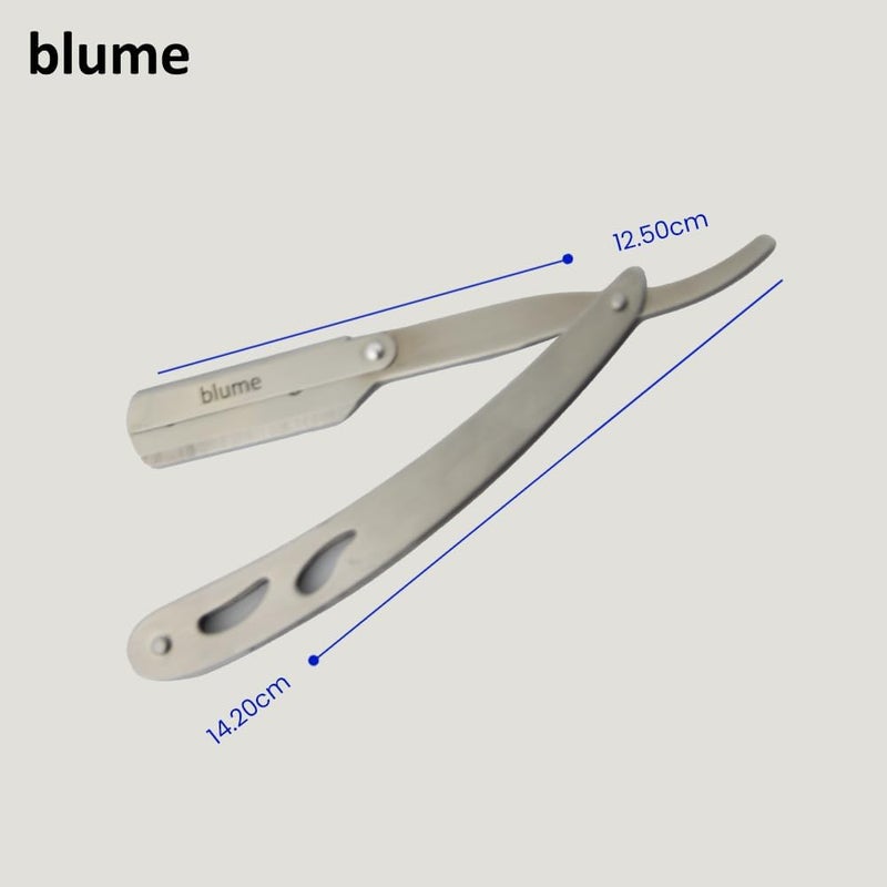 blume Straight Edge Razor for Men Shaving and Professional Barbers – Matte Black Light Weight Single Blade Razor - Moustache & Beard Shaving - Japanese Stainless Steel (Silver) - Image 3