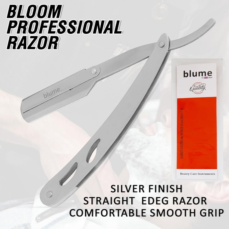 blume Straight Edge Razor for Men Shaving and Professional Barbers – Matte Black Light Weight Single Blade Razor - Moustache & Beard Shaving - Japanese Stainless Steel (Silver) - Image 5