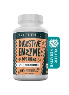 Freshfield Digestive Enzyme Pro-Blend with Probiotics | Vegan Friendly | Support Digestive Health | Shelf Stable | 60 Veggie Capsules
