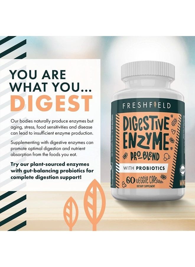 Freshfield Naturals - Freshfield Digestive Enzyme Pro-Blend with Probiotics | Vegan Friendly | Support Digestive Health | Shelf Stable | 60 Veggie Capsules - Image 1