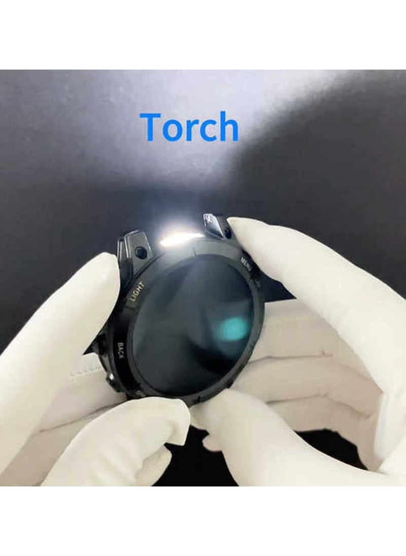 RW46 Smart Watch for Men with Round AMOLED Display, Built-in Torch, Wireless Charger & 3 Extra Straps – Fitness Tracker, Heart Rate Monitor, Sleep Monitor, Bluetooth Calling, Stylish Black Smartwatch for Gents and Boys – Long Battery Life