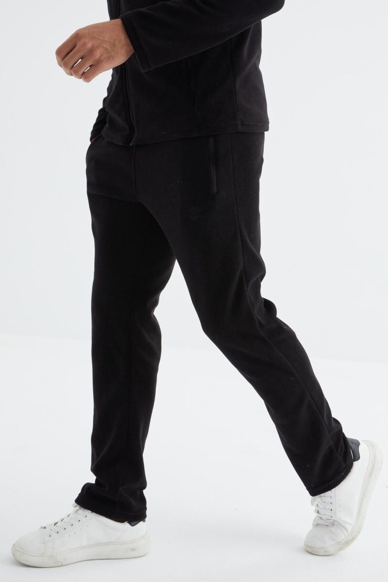 Tommy Life Black Stand Collar Basic Men's Polar Fleece Tracksuit - 85193  - Image 2
