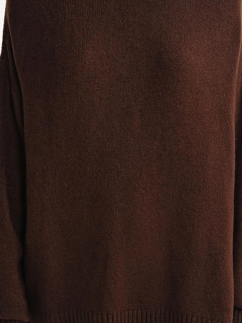Mixray Coffee Brown Mixray Oversized Knitwear Sweater for Women | Best Price UAE