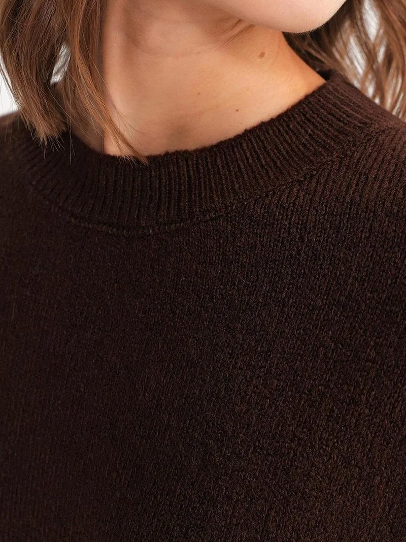 Mixray Coffee Brown Mixray Oversized Knitwear Sweater for Women | Best Price UAE