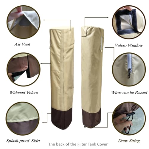 CHENGNAN Water Softener Covers for Outside Units,16’’D×35’’H,11’’D×55’’H,Water Softener Cover Outdoor,All-Weather Protection,Cover for Water Softener Outside,Beige&Tan - Image 5
