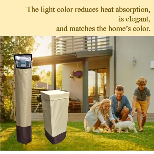 CHENGNAN Water Softener Covers for Outside Units,16’’D×35’’H,11’’D×55’’H,Water Softener Cover Outdoor,All-Weather Protection,Cover for Water Softener Outside,Beige&Tan - Image 2