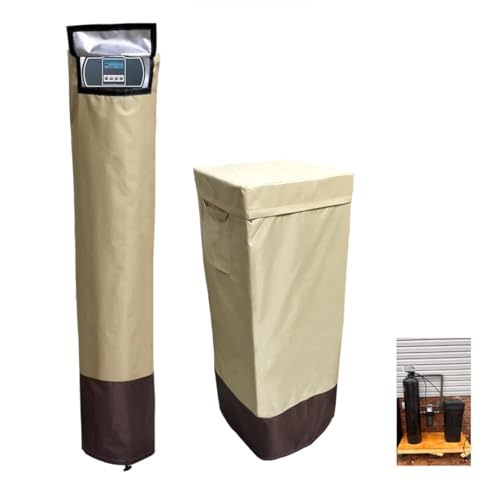 CHENGNAN Water Softener Covers for Outside Units,16’’D×35’’H,11’’D×55’’H,Water Softener Cover Outdoor,All-Weather Protection,Cover for Water Softener Outside,Beige&Tan - Image 1