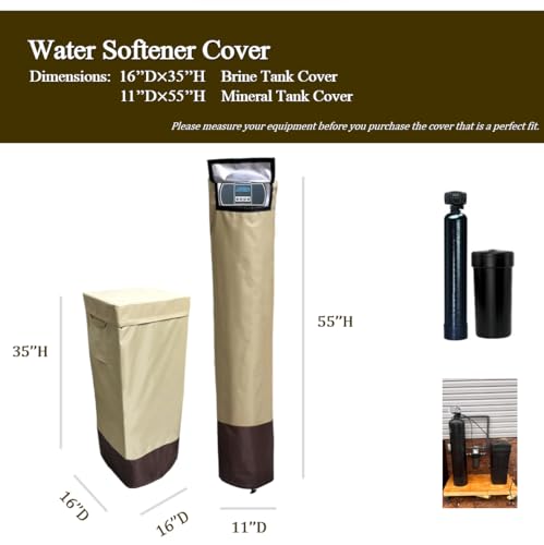 CHENGNAN Water Softener Covers for Outside Units,16’’D×35’’H,11’’D×55’’H,Water Softener Cover Outdoor,All-Weather Protection,Cover for Water Softener Outside,Beige&Tan - Image 3