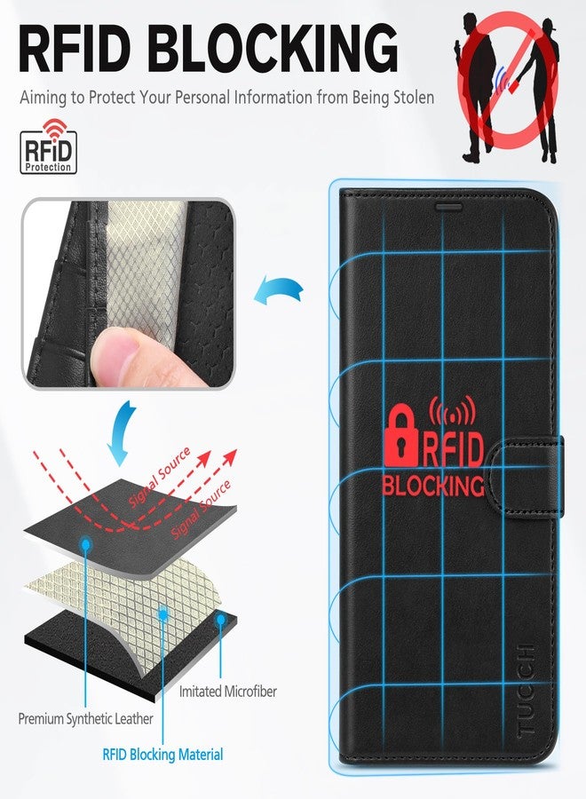 TUCCH iPhone 16 Plus Case, Black PU Leather Flip Cover Wallet Case with 4 Card Slots, Kickstand, RFID Blocking, Compatible with iPhone 16 Plus 6.7 Inch 2024 Release - Image 3
