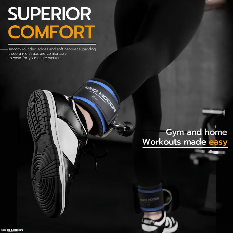 AOHO MOOON (Pair) Comfortable Adjustable Ankle Straps for Cable Machines Women, Gym Workout Leg Strap, Ankle Cuffs for Glute Workouts, Foot Straps for Kickback - Image 5