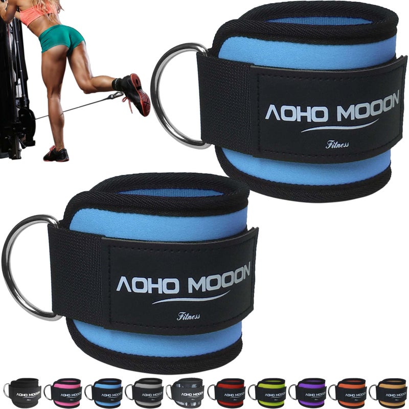 AOHO MOOON (Pair) Comfortable Adjustable Ankle Straps for Cable Machines Women, Gym Workout Leg Strap, Ankle Cuffs for Glute Workouts, Foot Straps for Kickback - Image 1